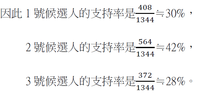 民調人數聯立方程式解答